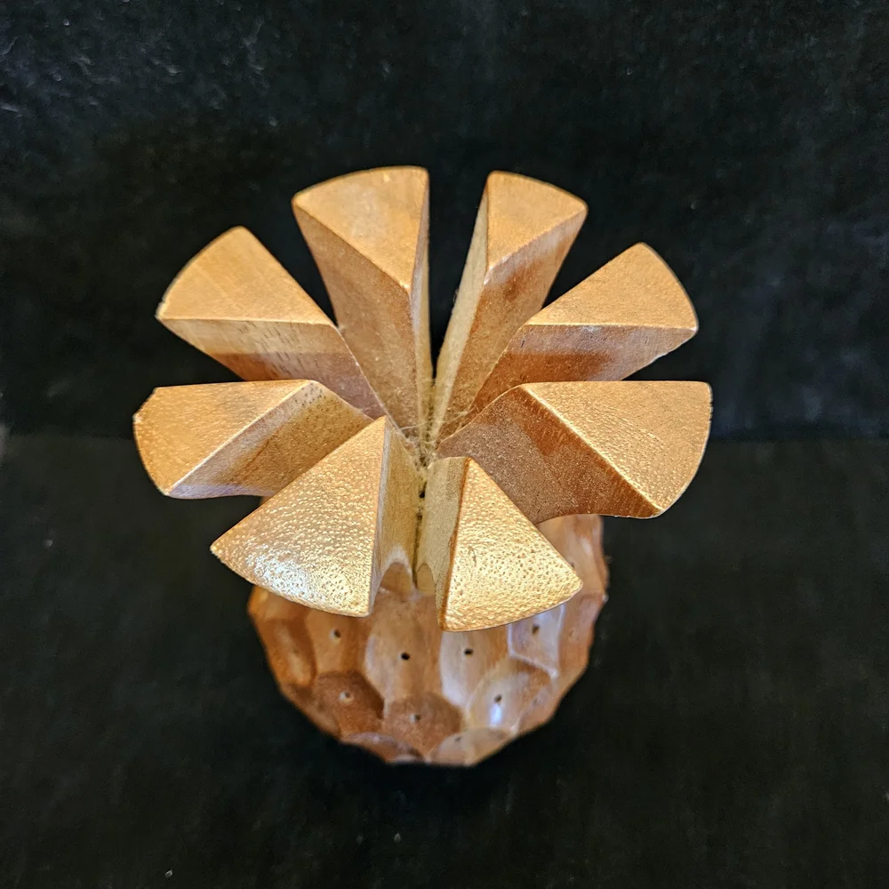 Monkey Pod Wood Pineapple Toothpick Appetizer Holder Vintage - Picture 2 of 3